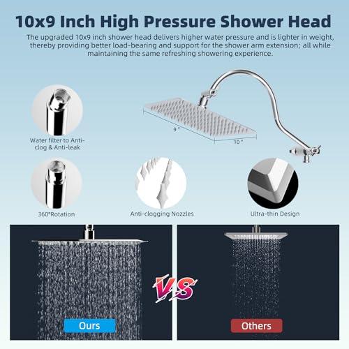 All Metal Dual Filtered Rainfall High Pressure 10'' Shower Head