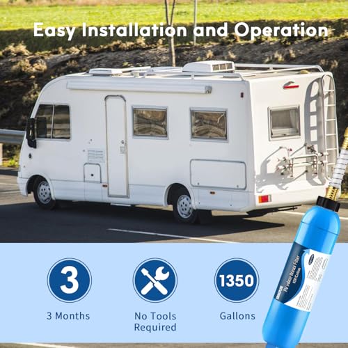 RV Inline Water Filter with Flexible Hose Protector (2 Count)