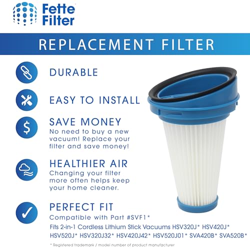 6 Pack Replacement Vacuum Dust Bin Filters for Black and Decker SVF11 Fits 2 (11 Count)