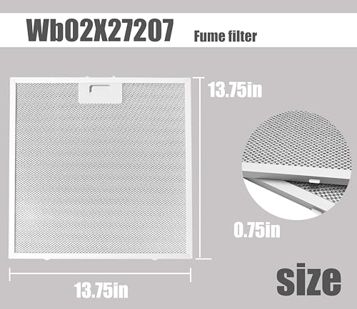 WB02X27207 Range Hood Grease Filters Compatible with GE Extractor Hood JVX5300BJ1TS JVX5300DJ1BB Replace 4463981 AP6039217 PS11771771 EAP11771771 Efficient Kitchen Air Quality Solutions (2 Count)