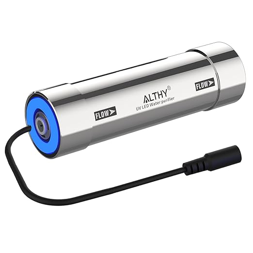 ALTHY LED UV͎ Ultrąviolët Water Filter for Under Sink Water Purifier or Reverse Osmosis System, Reduce Rate up to 99.9%, Mercury-Free, Stainless Steel