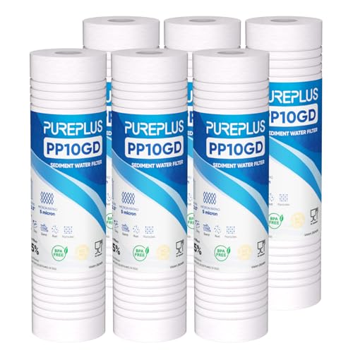 5 Micron 10" x 2.5" Whole House Grooved Sediment Home Water Filter (6 Count)