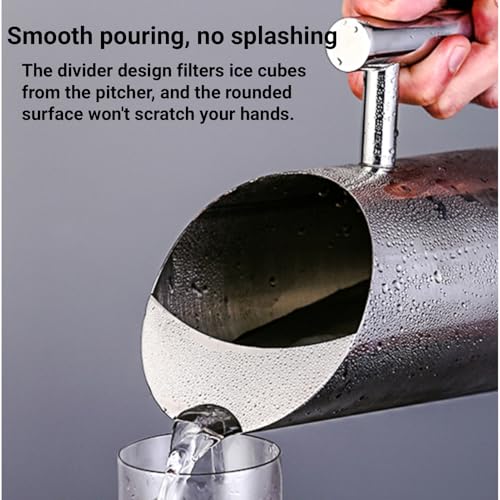 Stainless Steel Water Pitcher Cold Beverage Carafe with Ice Guard Easy Pouring for Home Hotel 1L 1.5L 2L Silver Polished Metal Jug Single Wall Serving Pitcher