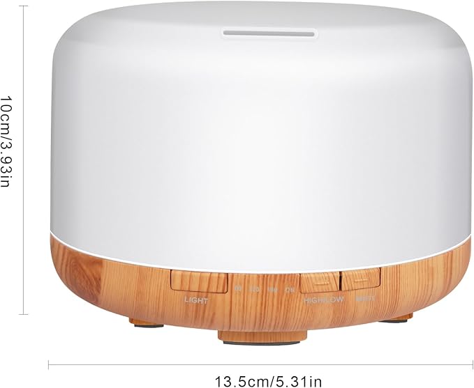 500ml Premium Essential Oil Diffuser with Remote Control. Ultrasonic Aromatherapy Humidifier Vaporizer. 7 Colors Lights. Comes with Timer & Auto-Off for Home & Office (Wood)