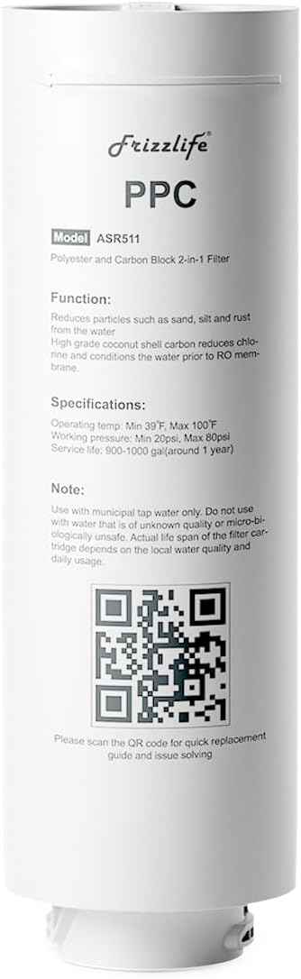 Frizzlife ASR511 Replacement Filter Cartridge For MR600 Reverse Osmosis System(1st Stage)