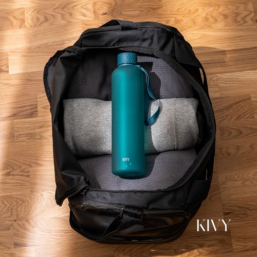 Slim Water Bottle 32oz [Lightweight & Shatterproof] Fits Backpack & Cupholder for Travel