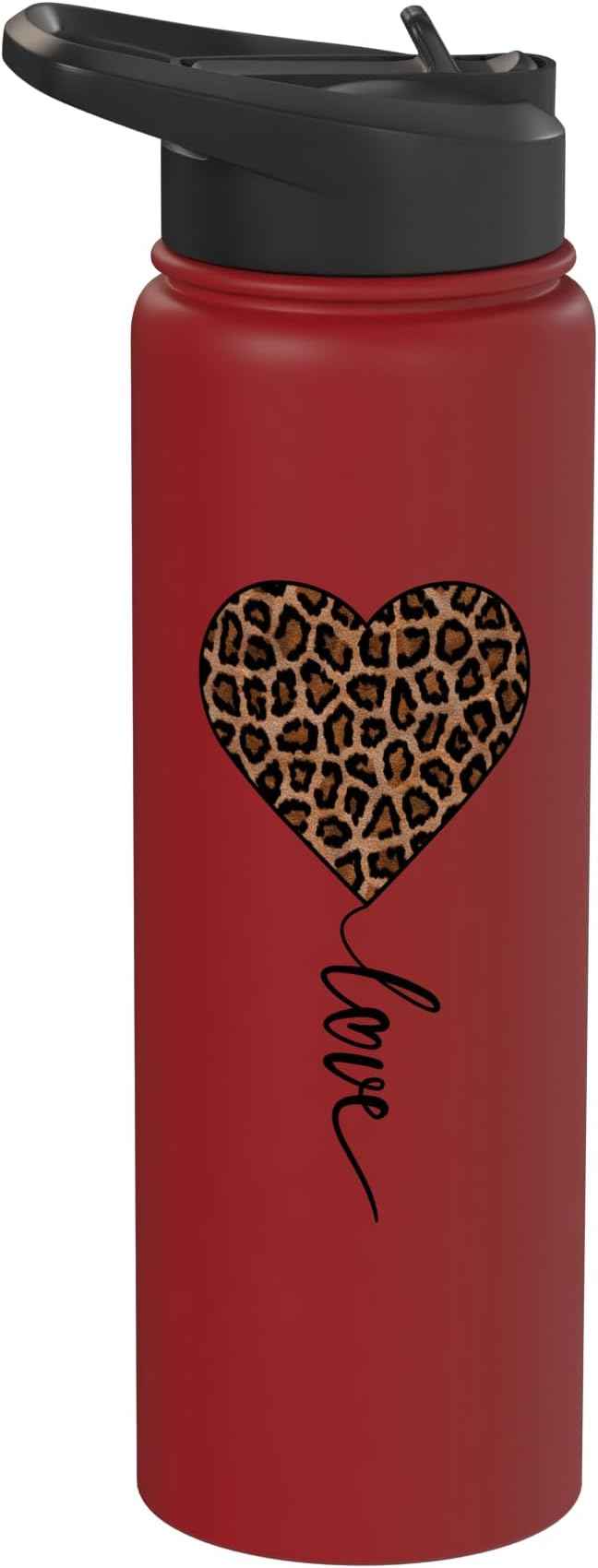Heart Love Cheetah Leopard Tiger | Wild Animal Print Stainless Steel Insulated Water Bottle