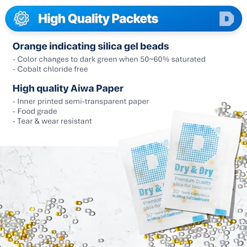 5 Gram [60 Packets] Orange Indicating Silica Gel Packets Desiccants Silica Packets