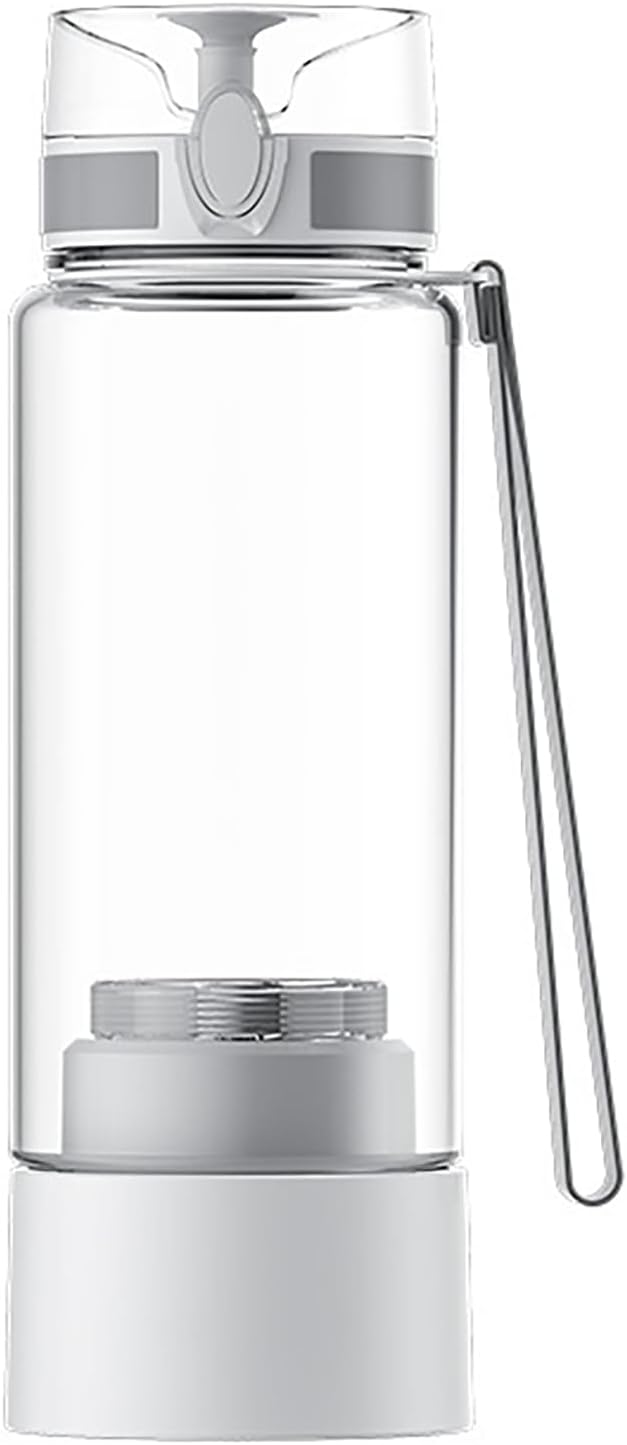 Smart PEM Hydrogen Water Bottle Generator, Portable Hydrogen-Rich Water Cup with SPE Technology, Rechargeable Water Purifier Bottle, 450ml Molecular Hydrogen Water Machine for Travel White