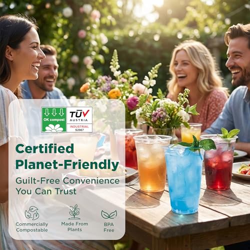 100 Pack Compostable Party Cups 12 oz Plant (100 Count)