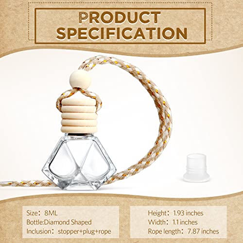 50 Pcs Hanging Car Air Freshener Car Diffuser Bottles Empty Glass Perfume Bottle Freshener Diffuser Bottle Pendant for Essential Oil Fragrance Aromatherapy Ornament (50 Count)