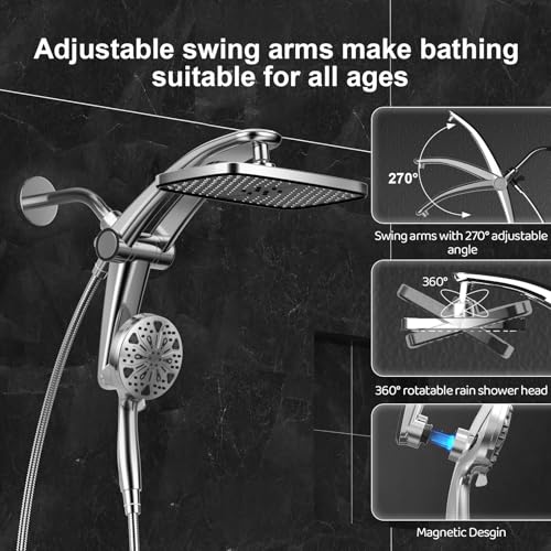 12 Inch High Pressure Rain Shower Head with Handheld Spray Combo