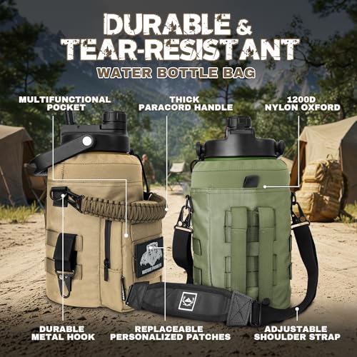128oz 1 Gallon Tactical Water Bottle with MOLLE Bottle Pouch