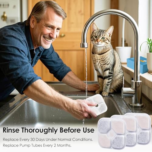 24 Pack Cat Water Fountain Filter Compatible With Cat Pixi Water Fountain Filter Replacement Triple Action Water Filter (24 Count)