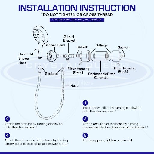 Luxury 2-in-1 Handheld and Shower Head Combo Filter System - Black - BPA Free | 1.25-2.5 GPM | Reversible Cartridge | Great for Dechlorination