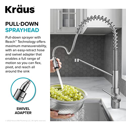 Oletto 2-in-1 Commercial Style Pull-Down Single Handle Water Filter Kitchen Faucet for Reverse Osmosis or Water Filtration System in Matte Black, KFF-2631MB