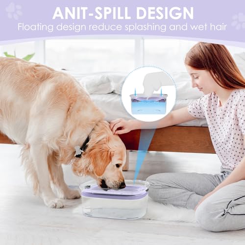 3L No Spill Dog Water Bowl with Slow Drinking Disk