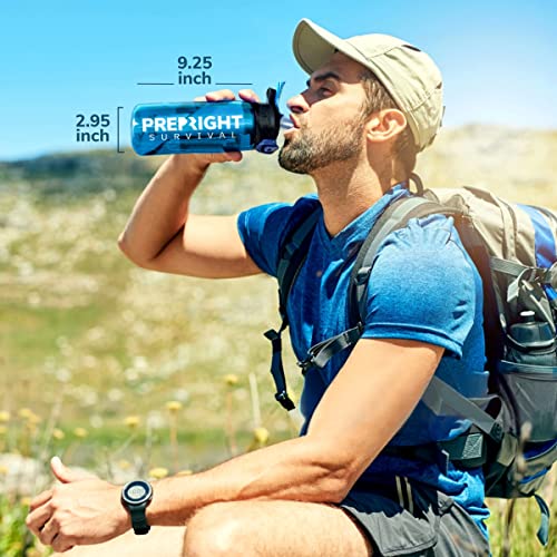 Survival - 4-Stage Water Filter Bottle, BPA-Free Water Bottle for Survival Gear, Camping, and Travel, Teal