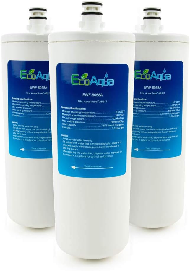 EcoAqua Replacement for Aqua-Pure AP517 Filter, 3-Pack