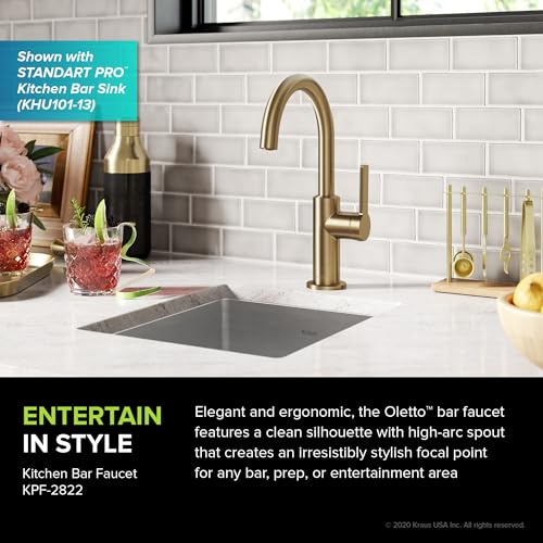 Oletto Single Handle Kitchen Bar Faucet in Brushed Brass