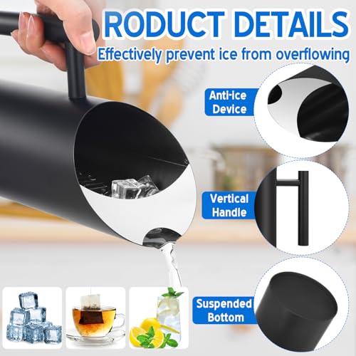 3 Pack 53oz 1.5l Stainless Steel Water Pitcher Modern Metal Pitcher with Ice Guard Black Carafe Drink with Handle or Iced Hot Drink Tea Juice Coffee Beer (3 Count)