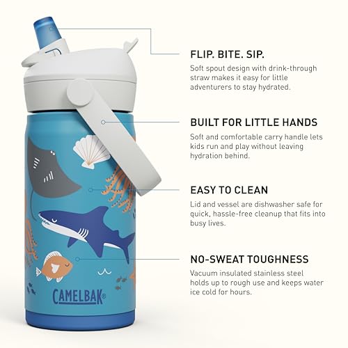 Thrive Flip Straw Kids Stainless Steel Bite Valve Water Bottle