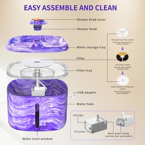 Cat Water Fountain Purple