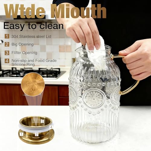 Glass Pitcher with Lid
