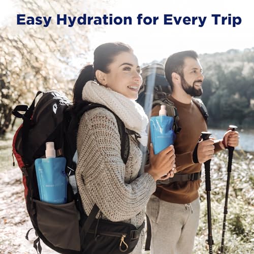 Collapsible Water Bottle 23oz with Carabiner (6 Count)