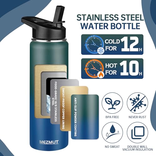 24oz Sports Insulated Water Bottle for School with 2 Lids (24 Count)