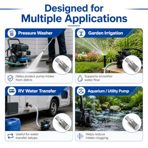 304 Stainless Steel Water Pump Filter Hose End Strainer Barbed Inline Mesh Screen