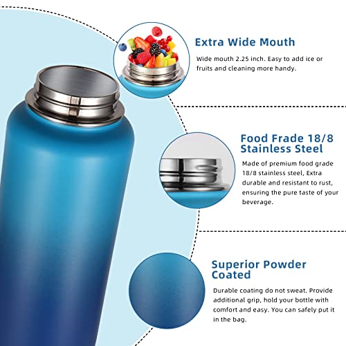 32 oz Insulated Water Bottles Bulk 8 Pack with Straw Lid & Spout Lid (8 Count)