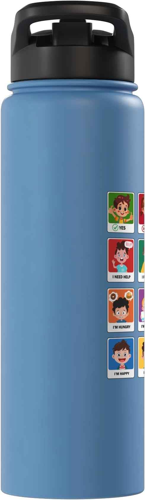Autism Communication Cards Kids Emotions Speech Therapy AAC Stainless Steel Insulated Water Bottle