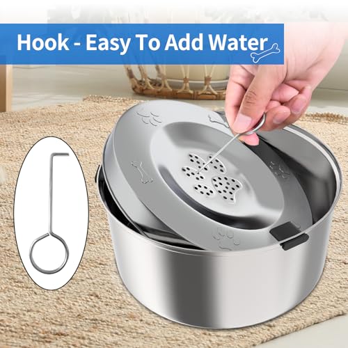 3L Stinless Steel Dog Water Bowl and Waterproof Silicone Mat (2.4 Pound)