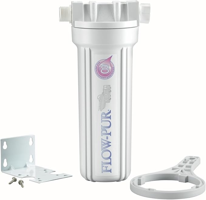 Flow-Pur 10 IN Single Stage System with 5 Micron Carbon Block Filter, Reduce Bad Taste and Odor, Optimize Water Purification, Improve Liquid Quality for Consumption