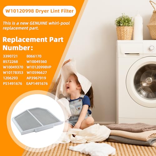 2 Pack W10120998 Dryer Lint Screen Filter Replacement Part (2 Count)