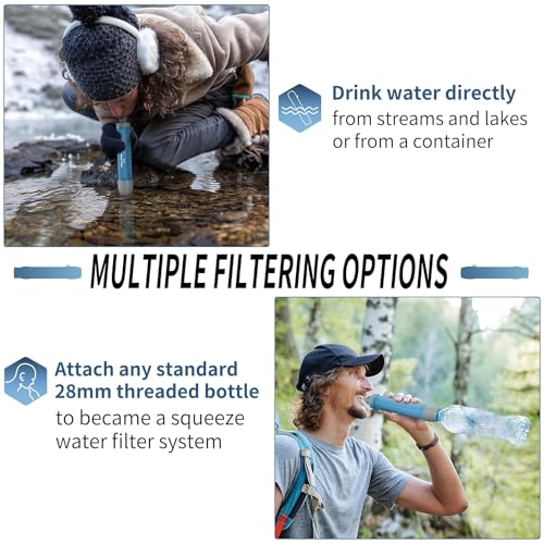 Emergency Water Filter Straw for Survival (8 Count)
