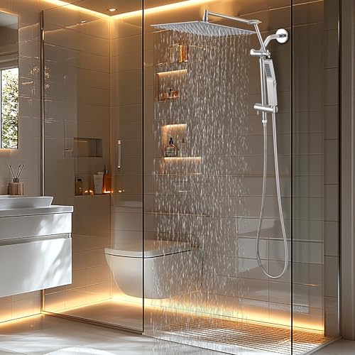 All Metal 12 Inch Rain Shower Head with Handheld Spray Combo