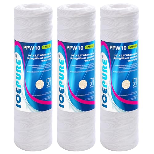 10" x 2.5" Whole House String Wound Sediment Water Filter for Well Water (3 Count)