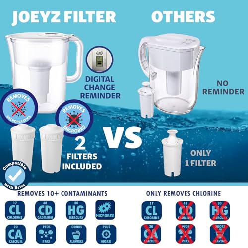 10 Cup Water Filter Pitcher with 2 Ultrafiltration & Carbon Filters (2 Count)