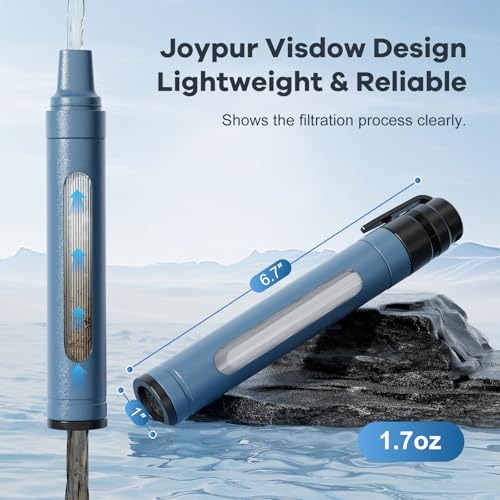 Water Filter Straw Survival Water Purifying Straws 0.01 Micron Filtration System with Transparent Window for Camping