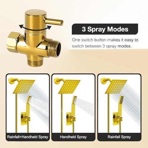 8"High Pressure Square Rain Shower Head and 2