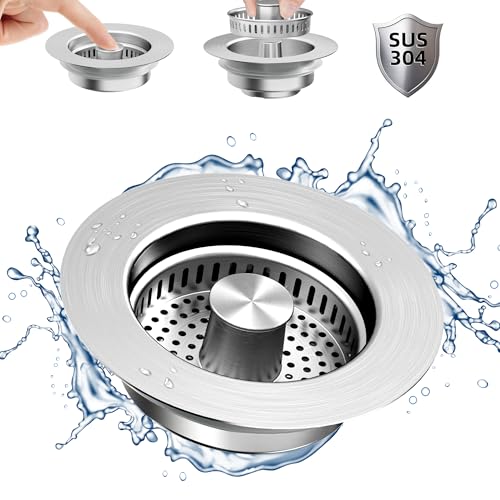 3-in-1 Kitchen Sink Drain Strainers, Pop-Up Sink Stoppers