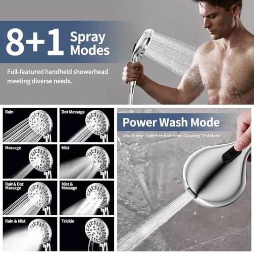 High Pressure Dual Shower Head with Handheld Spray Combo