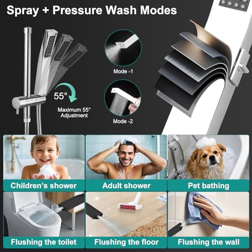 All Metal 10 Inch Rain Shower Head with Handheld Spray Combo