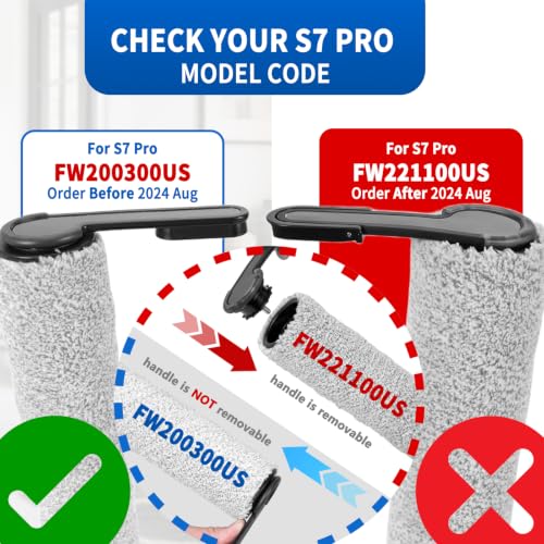Replacement Roller Brushes & Filters for Tineco S7 Pro FW200300US (4 Count)