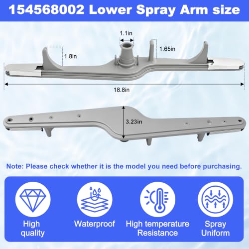 154568002 Dishwasher Lower Wash Arm Assembly for Frigidaire Electrolux Dishwasher Bottom Lower Spray Arm 154414102