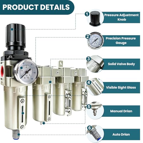 Upgraded 3 4" NPT Heavy Duty Industrial Grade 4 Stage Air Drying System