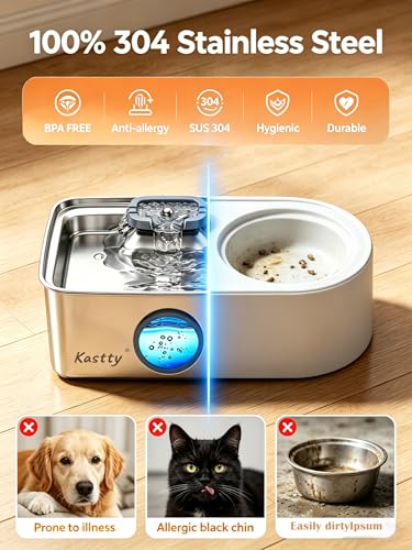 15L 4 Gal Stainless Steel Dog Water Fountain for Large Dogs