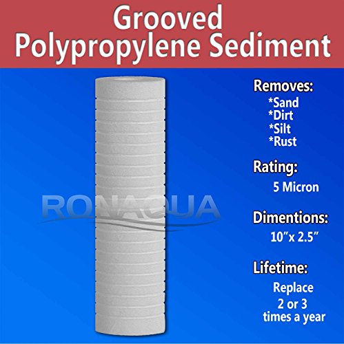 Grooved Sediment Water Filter Cartridge by Ronaqua 10"x 2.5" (6 Count)